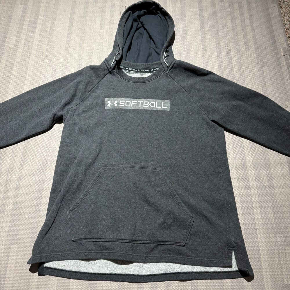 Under Armour Softball Women’s Medium Black Gray Fleece Pullover Hoodie